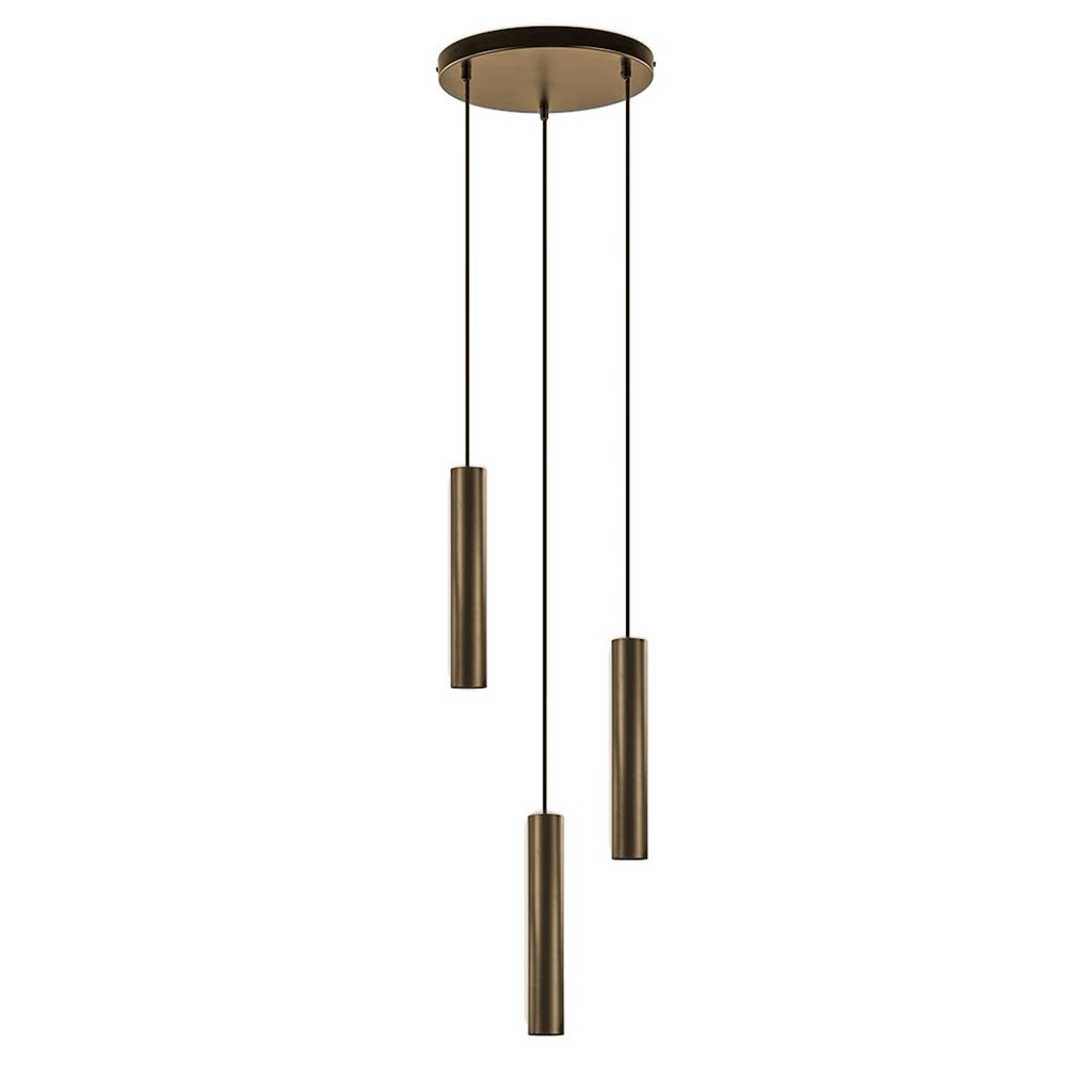 Hanglamp met 3 cilindervormige pendants in bronze kleur